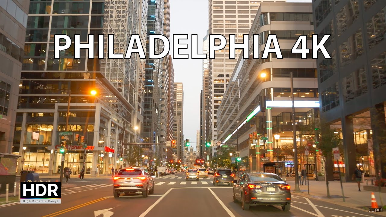 Philly 4K - Sunset Drive Downtown - USA