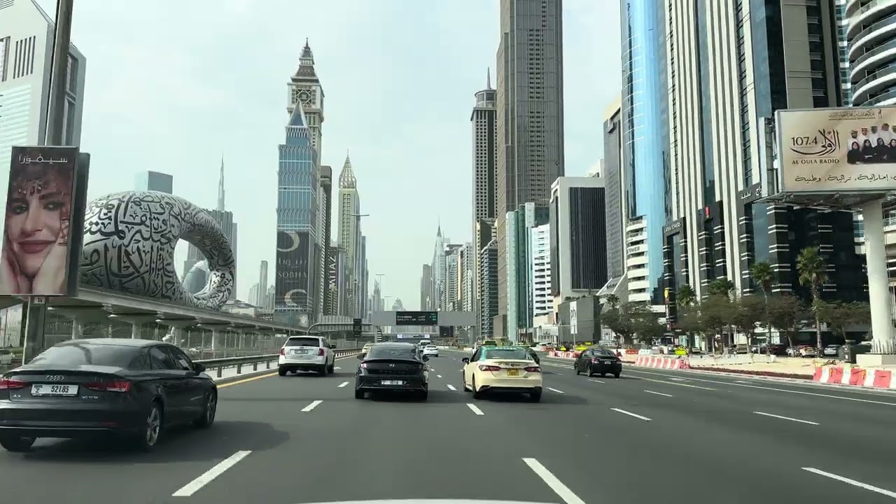 Dubai Maritime Authority to Downtown Dubai 🇦🇪 | Relaxing City Drive | 4K 60FPS