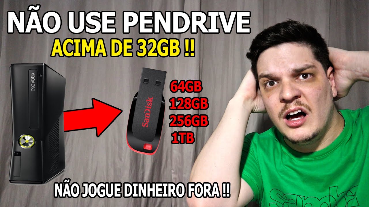 NUNCA USE UM PENDRIVE ACIMA DE 32GB NO SEU XBOX 360 OU SERÁ APENAS UM PREJUÍZO, DICA VALIOSA! 😲😲😲