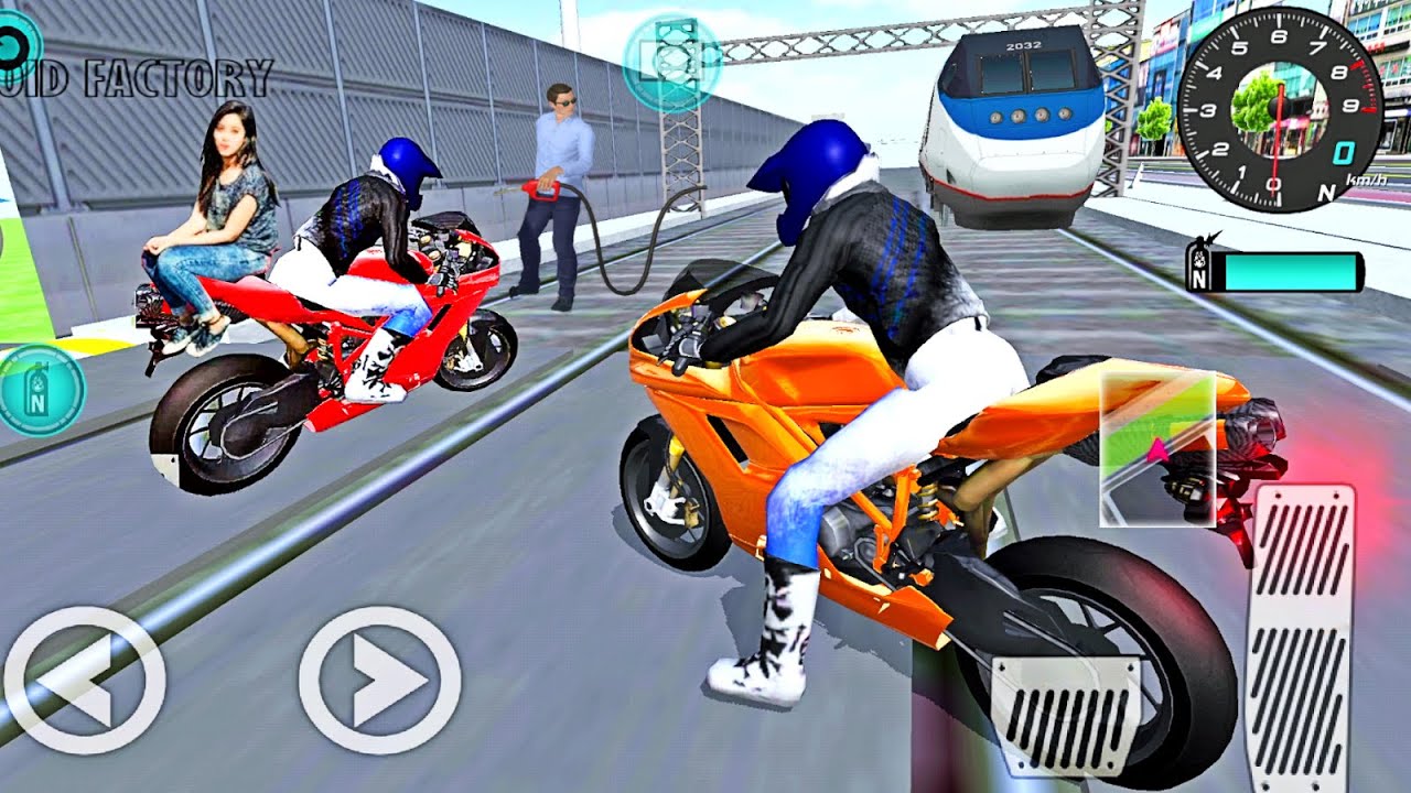 Super BIKE VS Bullet Train - 3d driving class game video - bike vs train game - bike race - game