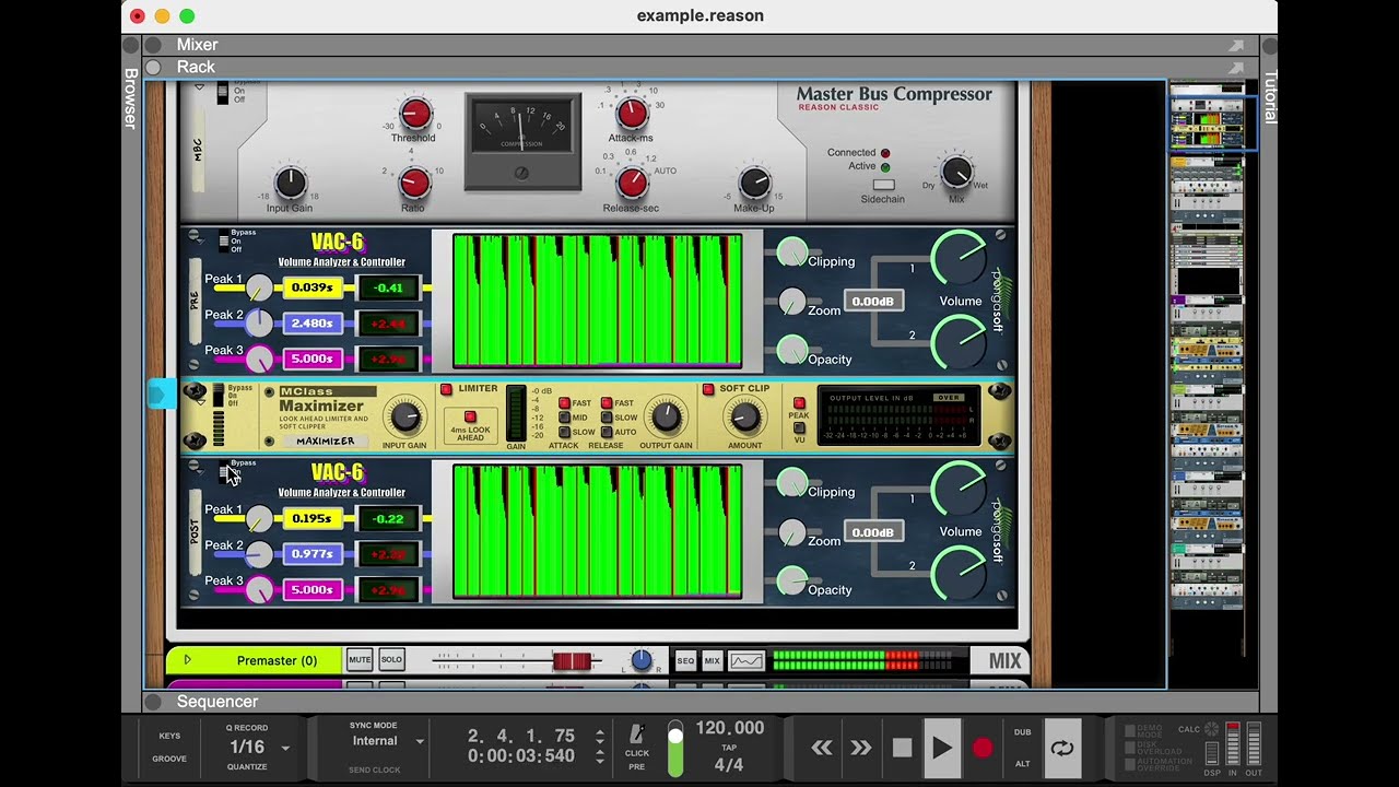 achieving -3.5 LUFS in Reason with free rack extensions