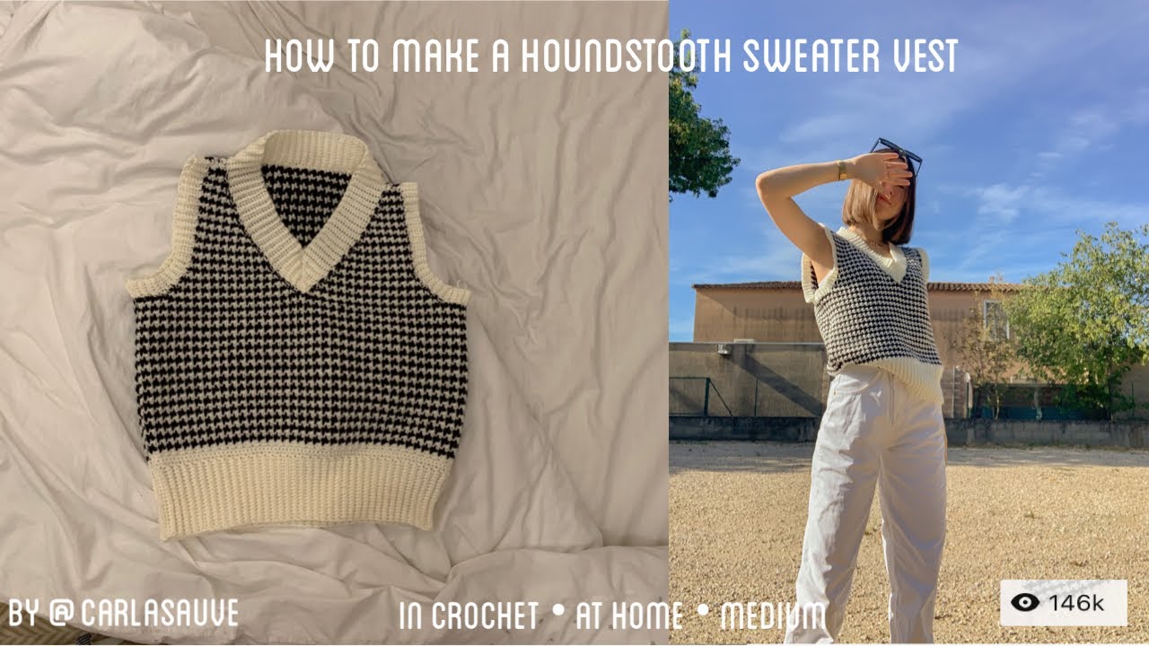 How to make my viral pinterest houndstooth crochet sweater vest ✨