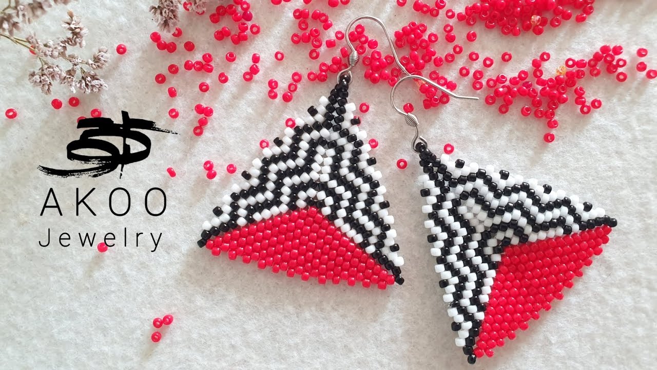 Peyote triangle earrings tutorial #10(beaded earrings)