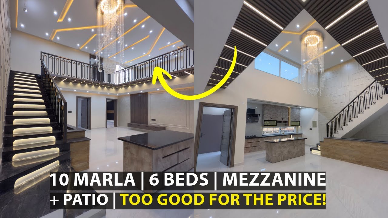 10 Marla Masterpiece 🏡 | 6 Beds + Open Patio + Mezzanine | double unit designer house for sale