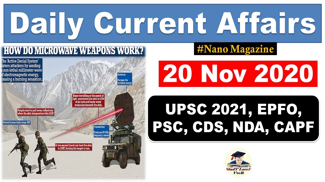 Daily Current Affairs 20 November 2020 | The Hindu | PIB News | Nano Magazine by Veer | UPSC, EPFO