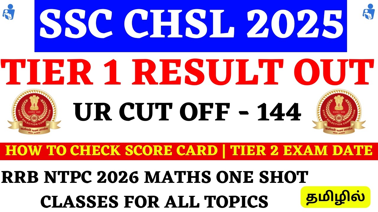 SSC CHSL 2025 Tier 1 Result Out | Tier 2 Exam Date | Tier 1 Score Card | RRB NPTC Maths Classes