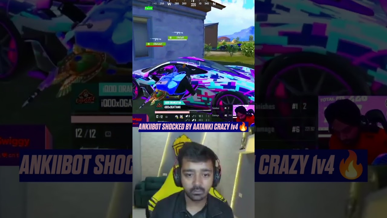 Ankiibot Shocked by Aatanki Crazy 1v4 😱🔥 #ankiibot #1v4 #og #orangutan #akop #bgmi #bgms #shorts