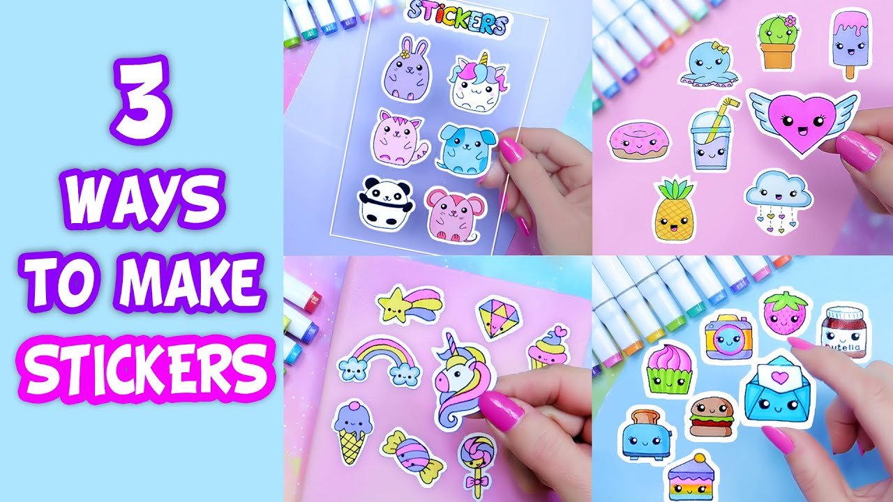 3 Ways! How to Make Stickers/ DIY Stickers / Handmade Stickers / Homemade Stickers