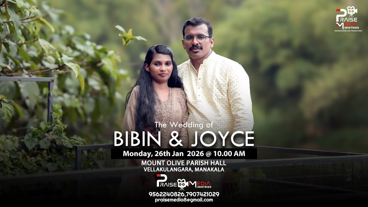 Bibin & Joyce | Wedding Day Live Telecast | 26.01.2026 #praisemediaproductions