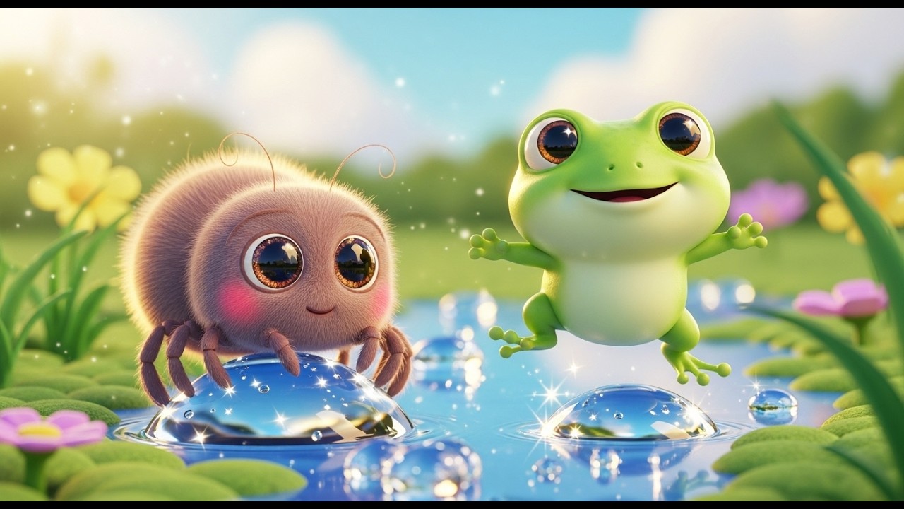 Itsy Bitsy Spiders & Baby Frog 🕷️🐸 | Crossing the Raindrops Fun Challenge for Kids