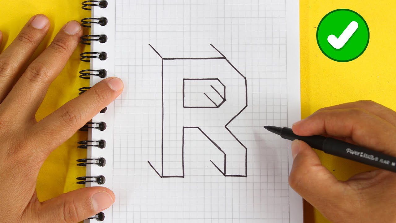 ✅ Dibujos 3D 🔴 Como Dibujar LETRA en 3D - letra R - How to Draw 3D letters - Easy Art