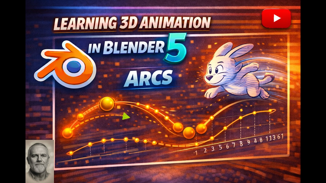 Изучение 3D-анимации в Blender 5: создание дуг с помощью редактора графиков.