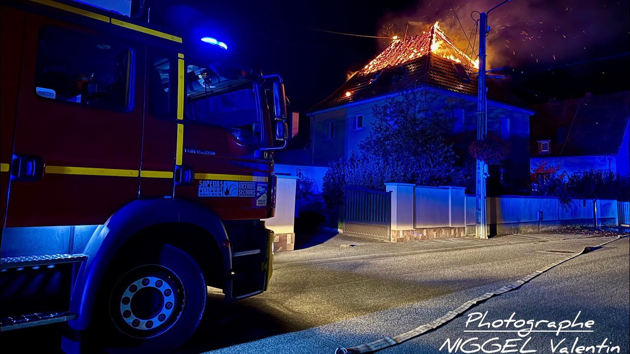 Feu de toiture à Bischwihr