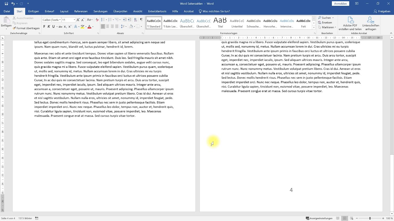 Seitenzahlen ab Seite 4 &ndash; Word-Tutorial
