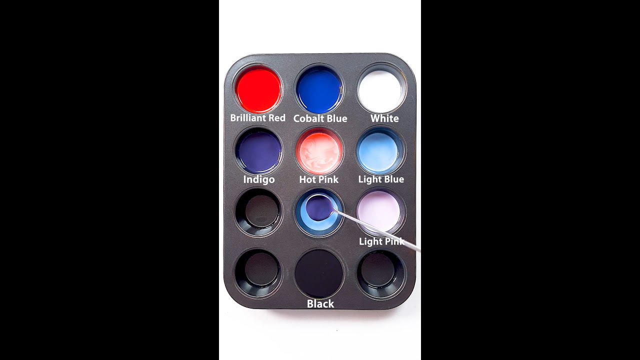 Color Recipes From Just Brilliant Red, Cobalt Blue, White and Black #colors #asmr #art 