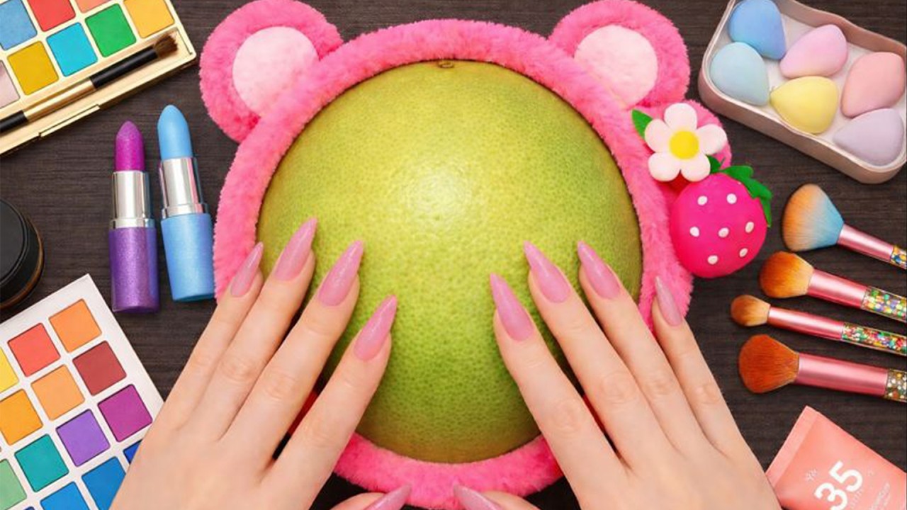 Satisfying ASMR makeup, but not on watermelon today