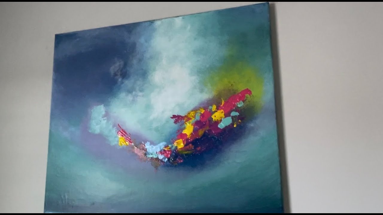 Multilayered Abstract Seascape made with sponge 🧽 and palette knife 