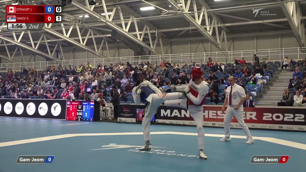 307 R-32 M-80kg 🔵 STEWART Jordan CAN vs 🔴 TAKOV Stefan SRB I Manchester 2022 World Taekwondo GP