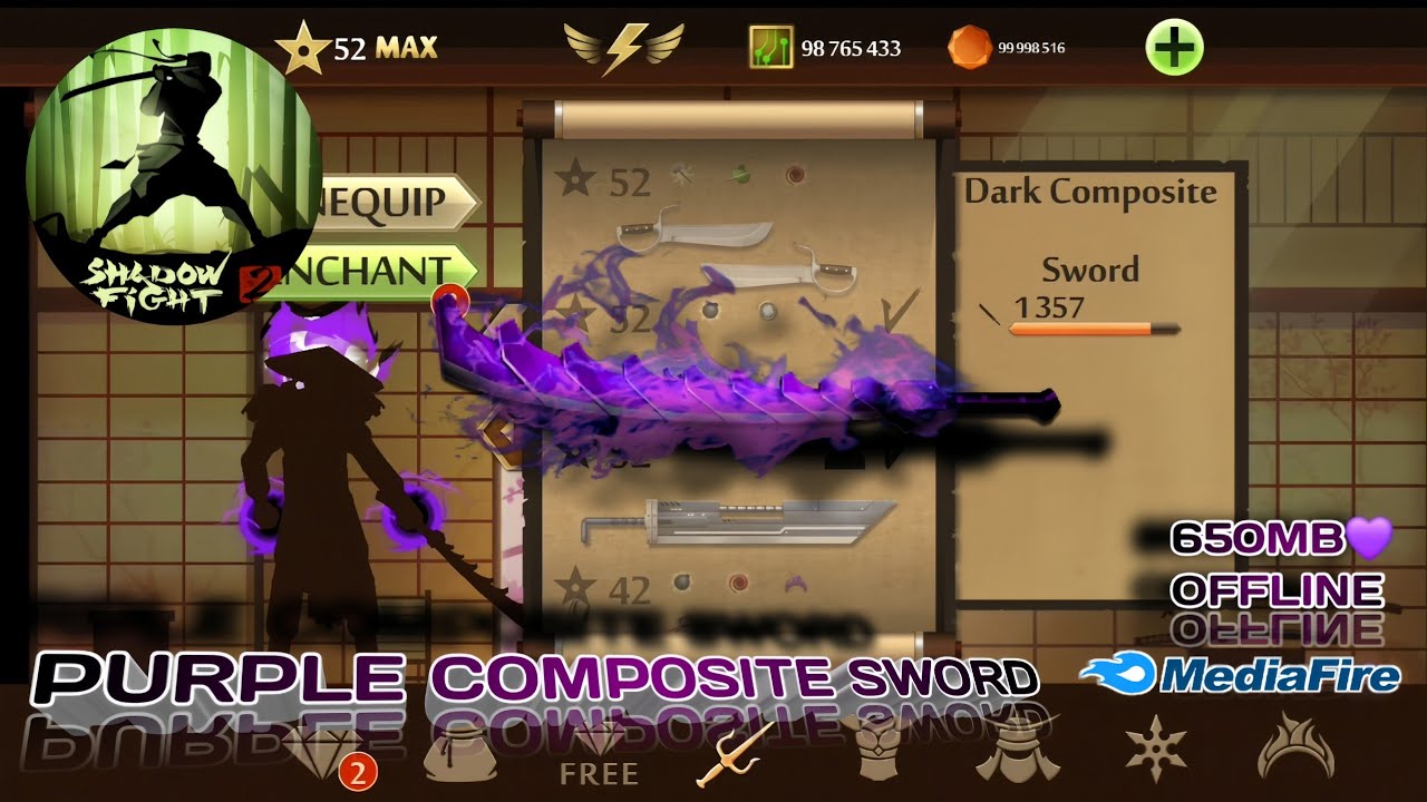 Shadow Fight 2 Mod Purple Composite Sword | No Virus & No Password