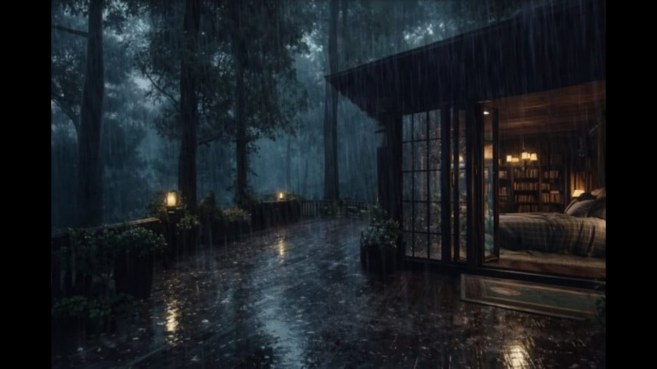 Cozy Forest Cabin at Night 🌧🌲😴 Natural Rain Sounds to Drift You to Sleep