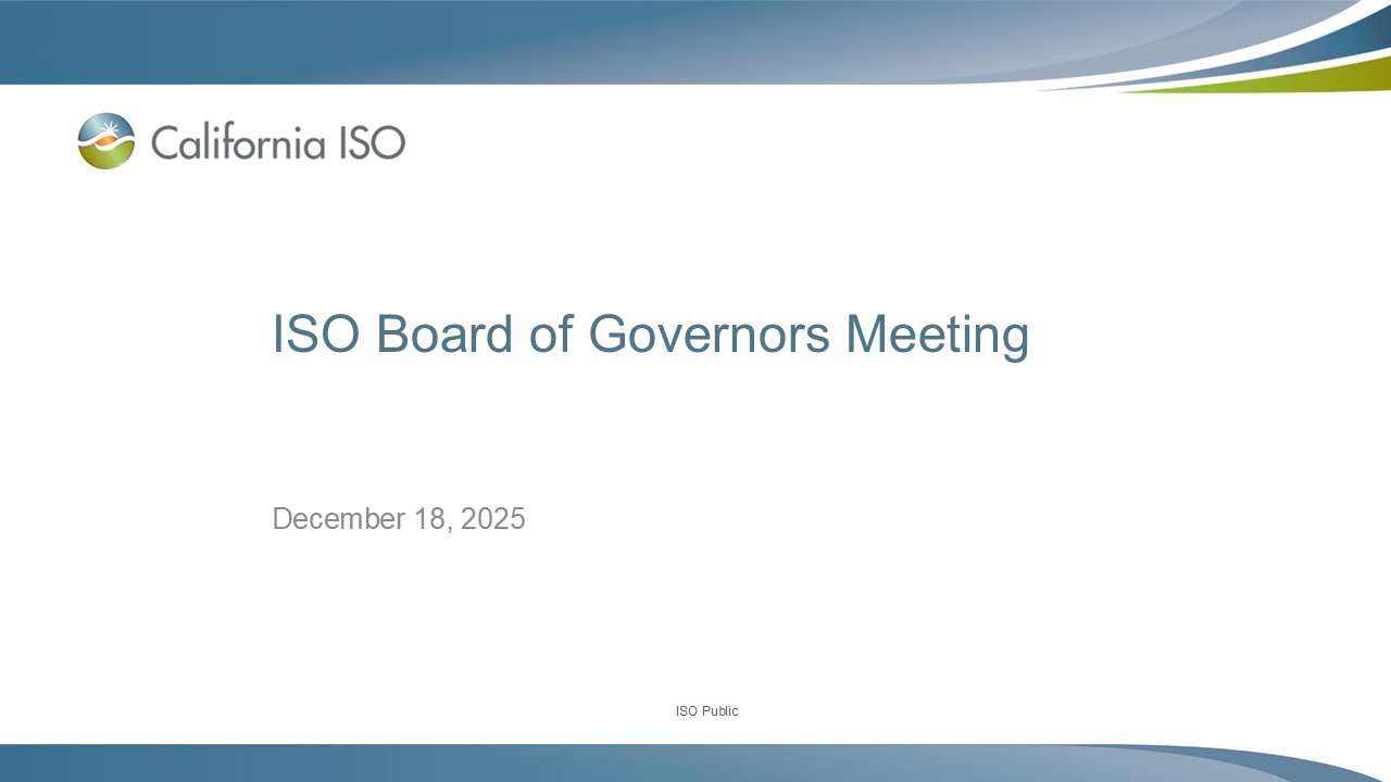 Dec 18, 2025 - ISO Board of Governors Meeting