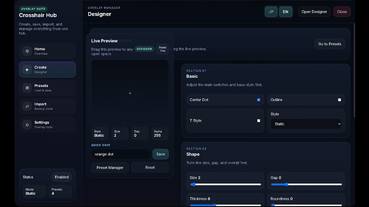 FiveM Ingame Crosshair Creator Editor