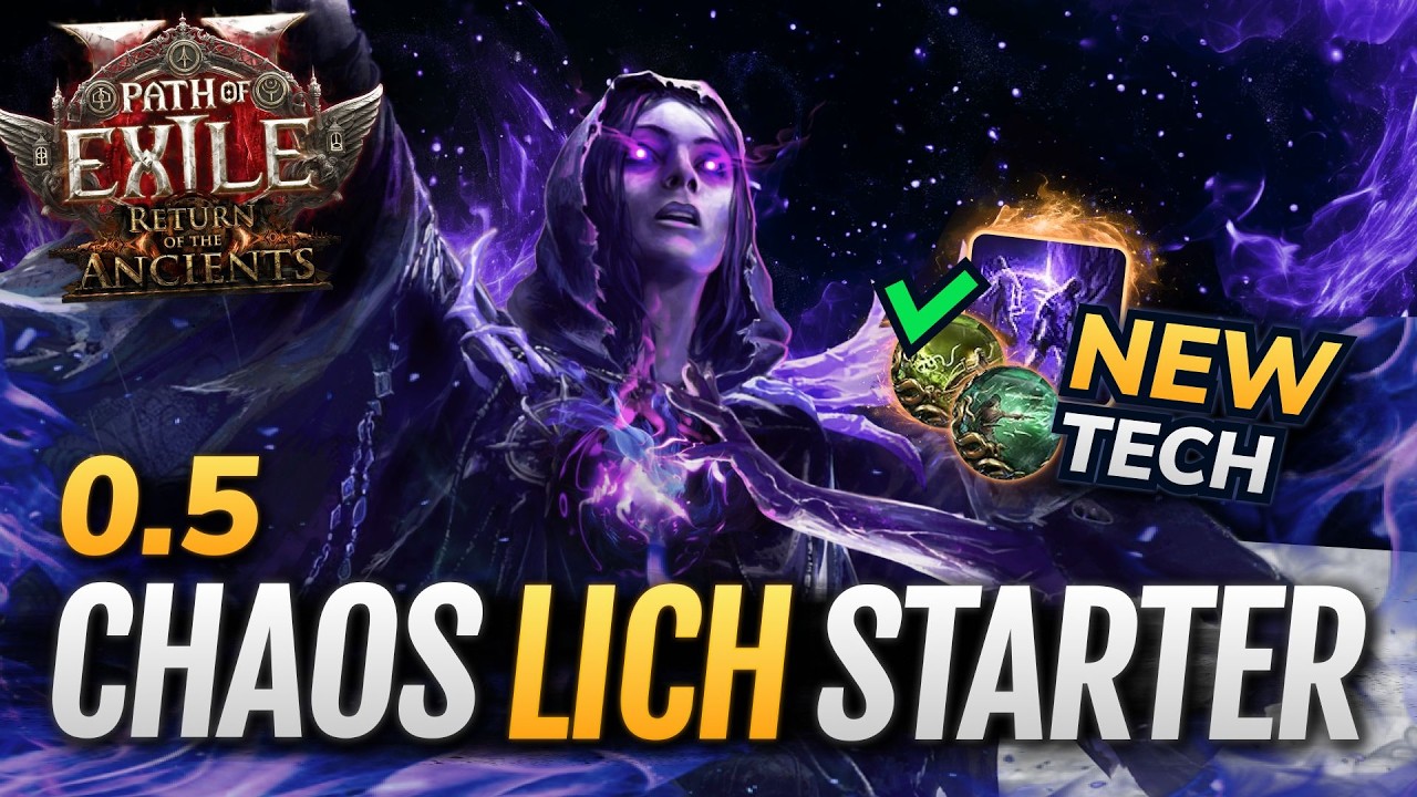 [PoE 2] IMPROVED CHAOS Lich Build - 0.5 League Starter Leveling for ED+Con Witch - Path of Exile 2