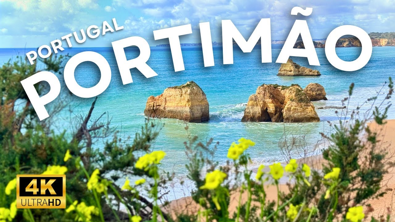 Portimão, Portugal 🇵🇹 // Quiet Beach Exploration (4K, No Commentary Walking Tour)