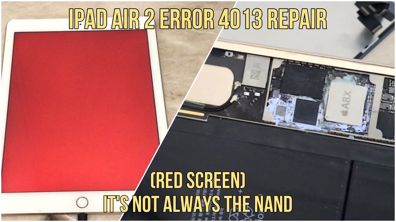 Исправление ошибки 4013 на iPad Air 2 (перезагрузка с красным экраном)