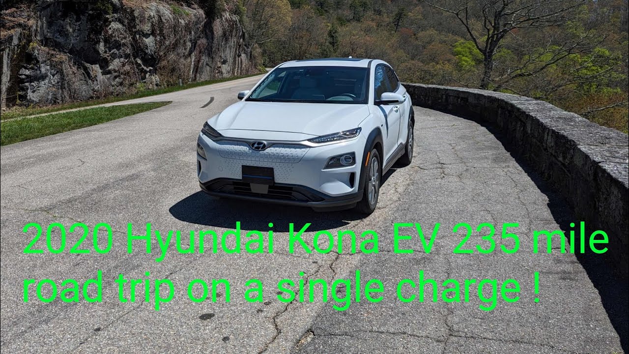 2020 Hyundai Kona EV 235 mile road trip on a single charge real world range test on highway