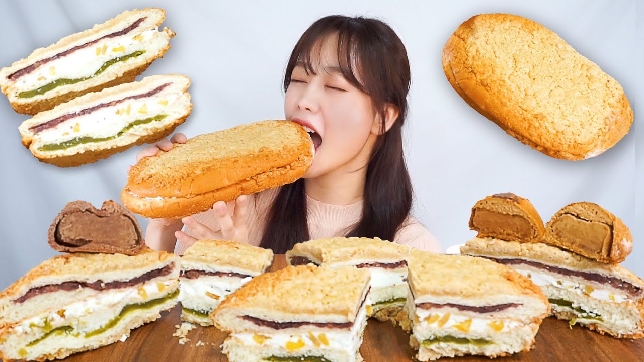 SUB)줄 서서 먹는 맘모스! 쟝블랑제리 맘모스빵 초코 만쥬 커피 만쥬 먹방 빵빵!(Giant Cream Bread Eating sounds,Eating show Mukbang)