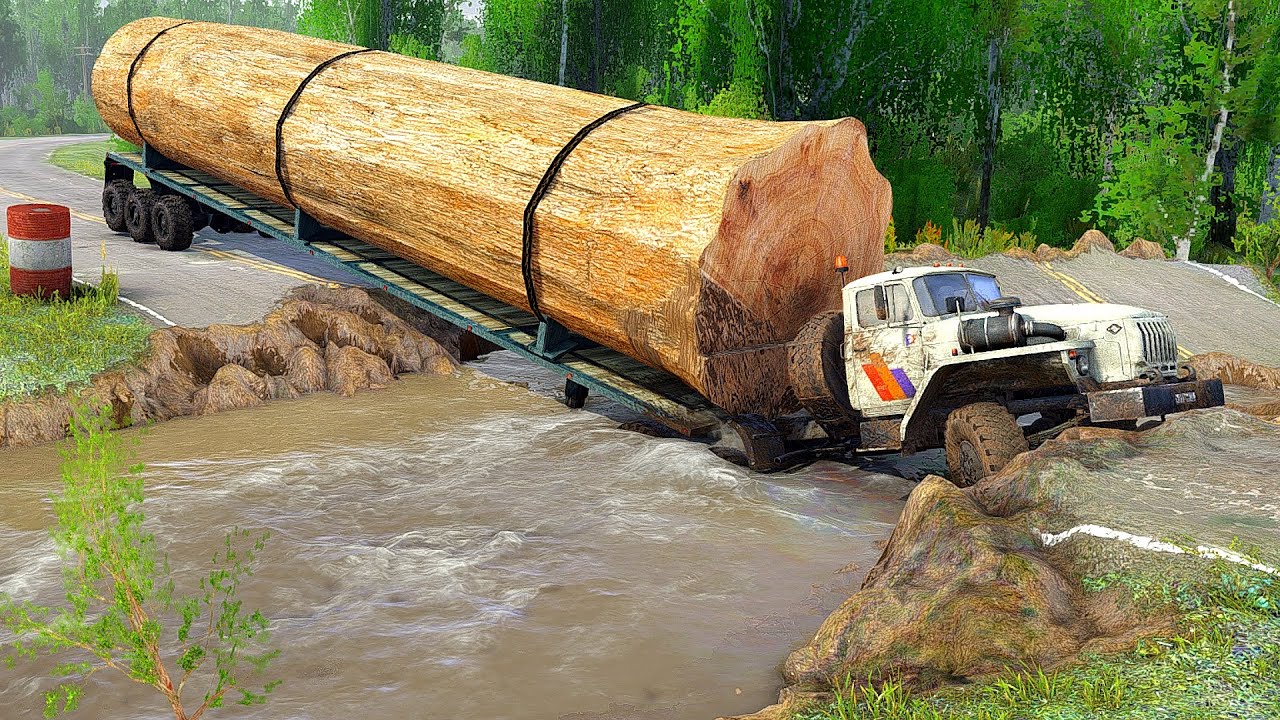Удивительное противостояние большого лесовоза и коварной воды — Spintires Mudrunner 2018
