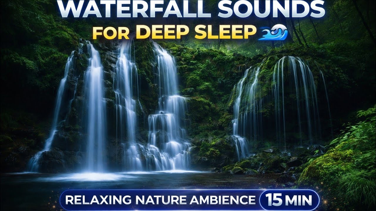 Waterfall Sounds for Deep Sleep 🌊 Relaxing Nature Ambience (15 Min)