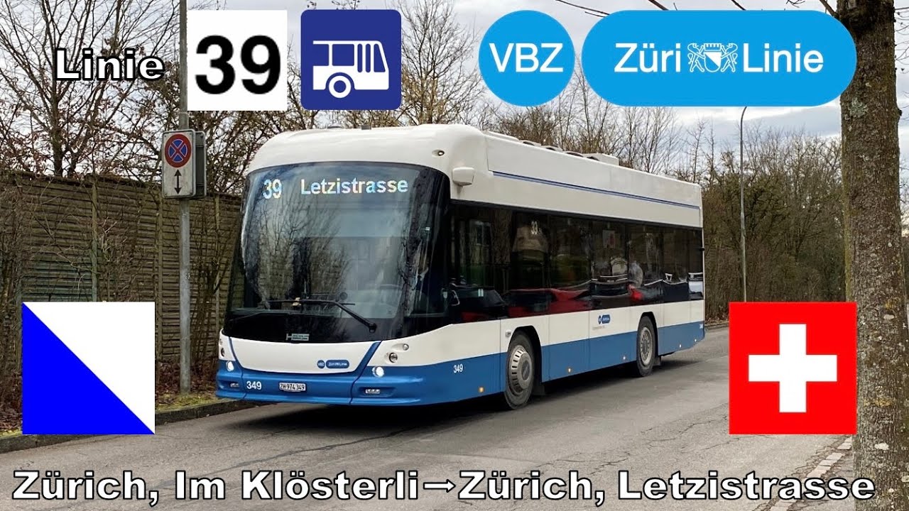 🇨🇭 VBZ Buslinie 39 | Cab Ride von Im Klösterli nach Letzistrasse [4K]