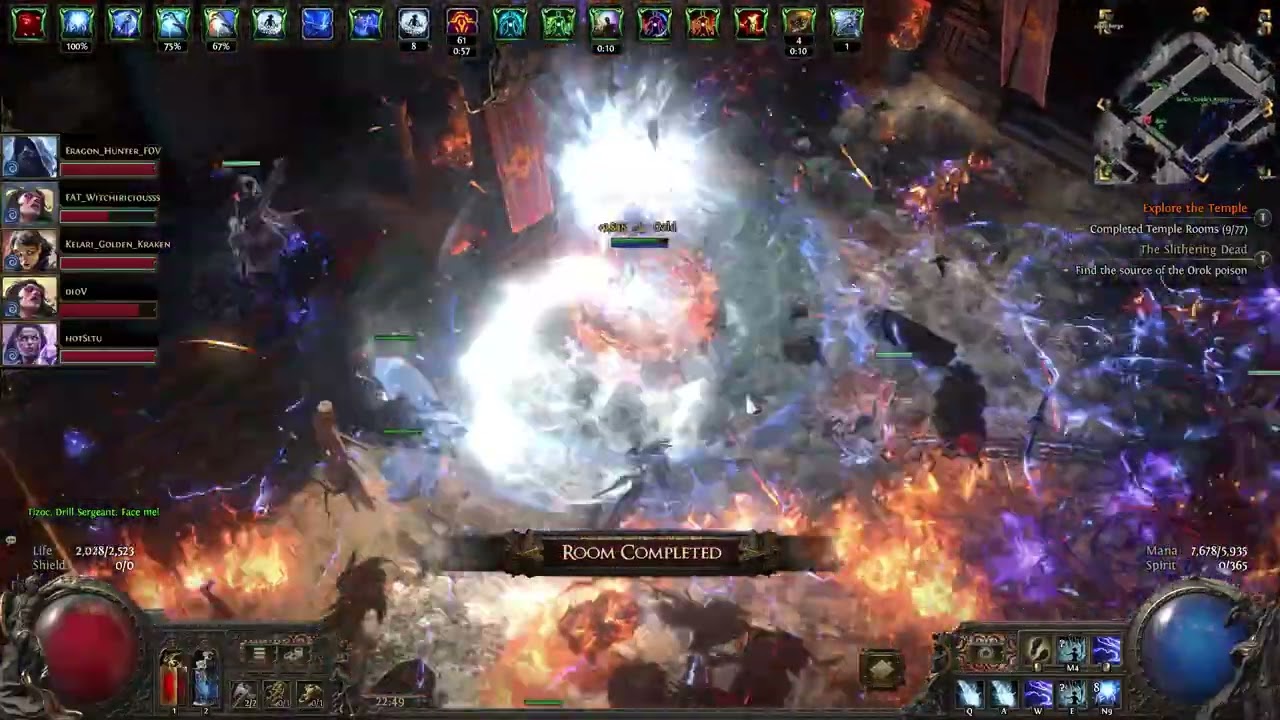 Temple 77 room full party Path of Exile 2