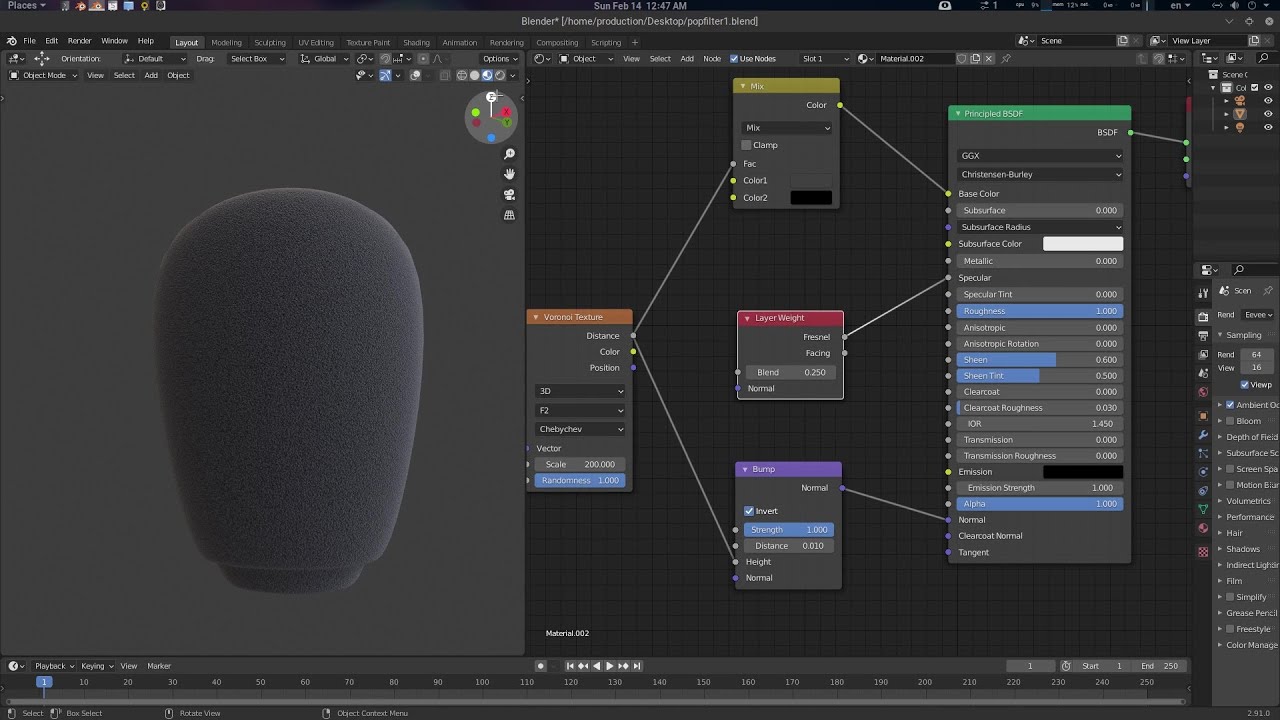 Pop Filter Foam Material for Blender Demo