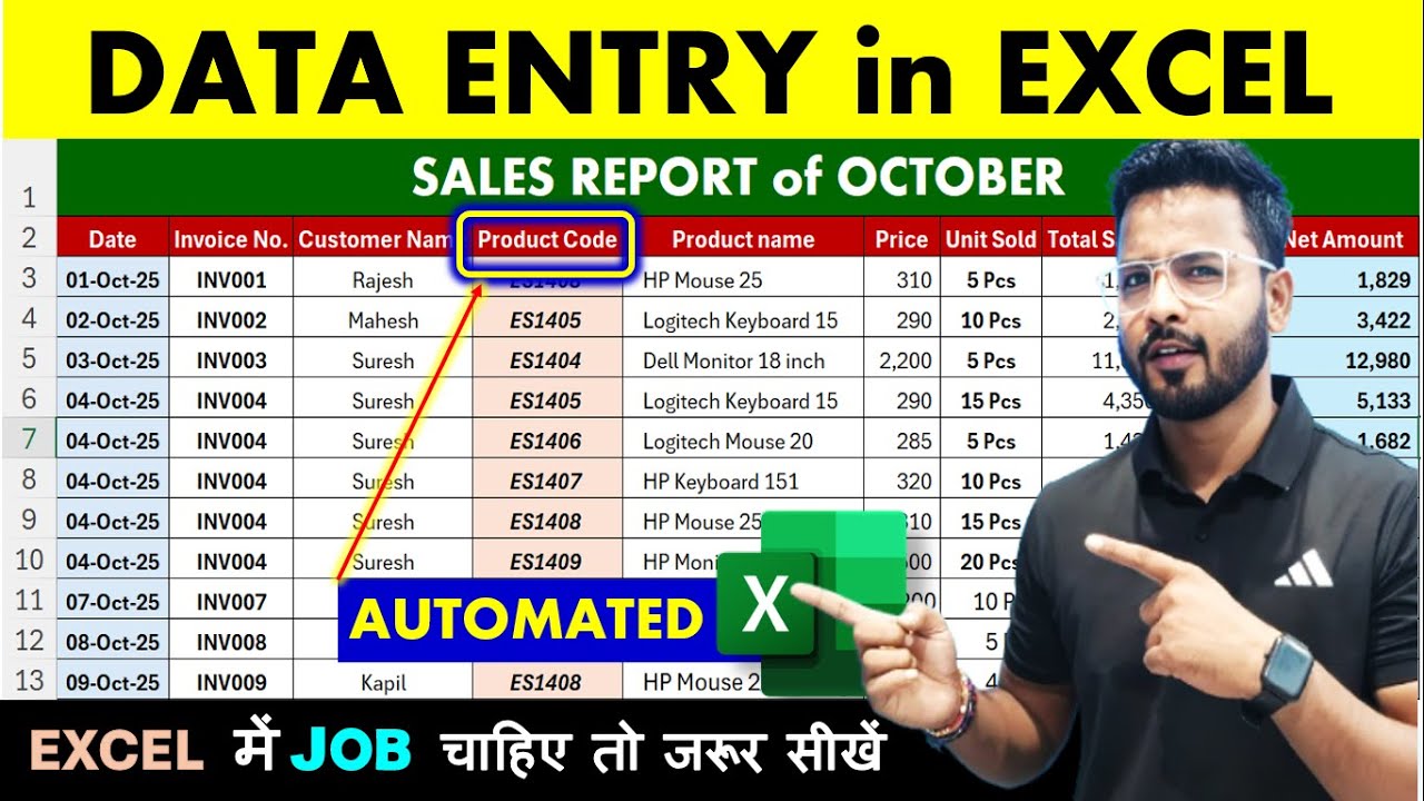 Sales Report in Excel | Data Entry in Excel | Microsoft Excel Tutorial