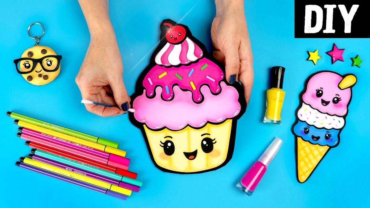 DIYS DE DOCES KAWAII 🍪💗 Bolsa Cupcake, Caderno de Sorvete e Chaveiro Cookie | DIY Amino