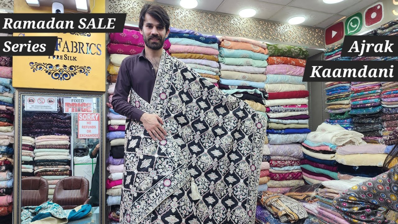 SALE ALERT 📢 Pure Kaamdani Ajrak Shamooz Silk Dupatta + Block Print Pure French Velvet Stripes 