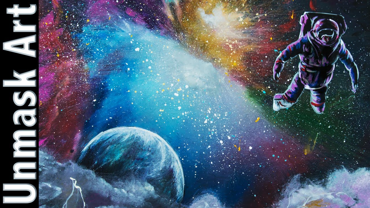 Galactic Astronaut in Space | Acrylic Painting Time Lapse