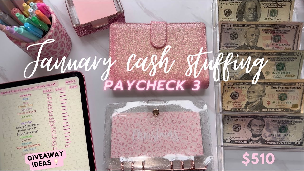 Jan 2023| Cash Envelope Stuffing my sinking funds| $510| Pay #3 #cashenvelopestuffing