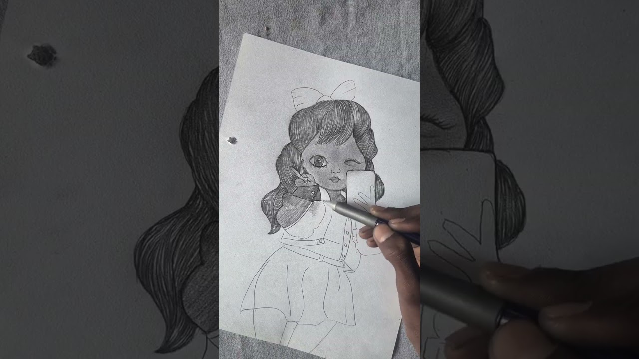 How to draw girl drawing ❤️ #step by step   / made by Vineet artist 4554