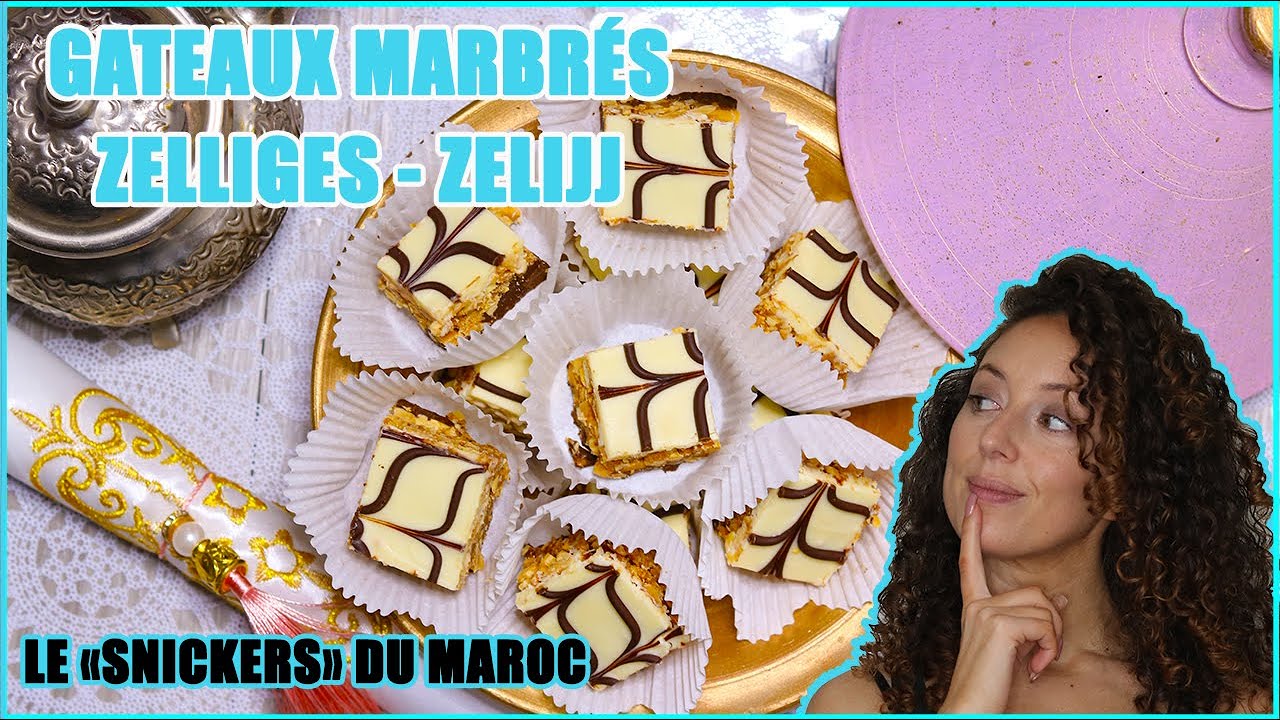 Comment faire des ZELLIGES - gâteaux marbrés chocolat cacahuète sans cuisson (recette du Maghreb)