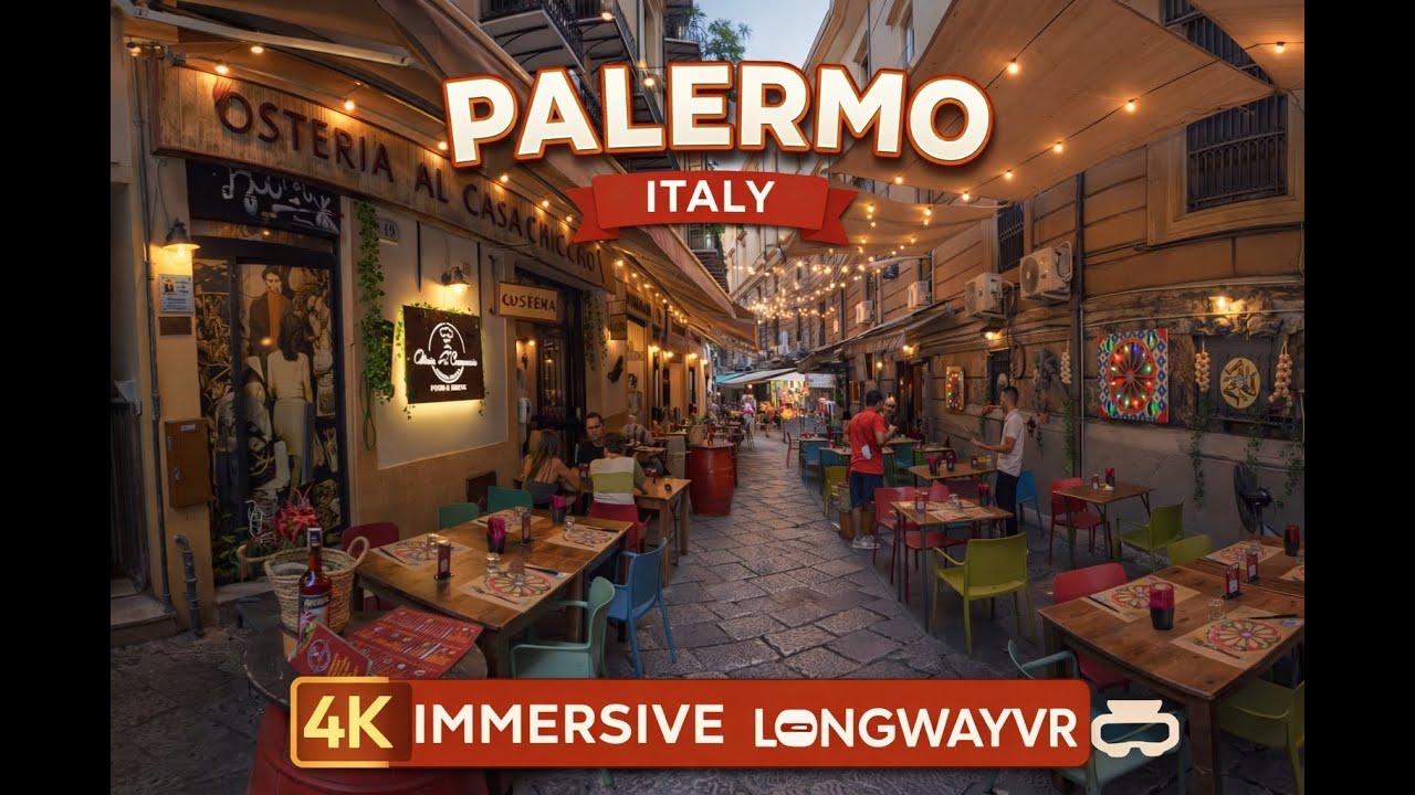 Palermo Day Walk 🇮🇹 | Historic Streets & Markets Walking Tour | VR180 8K | City Ambience