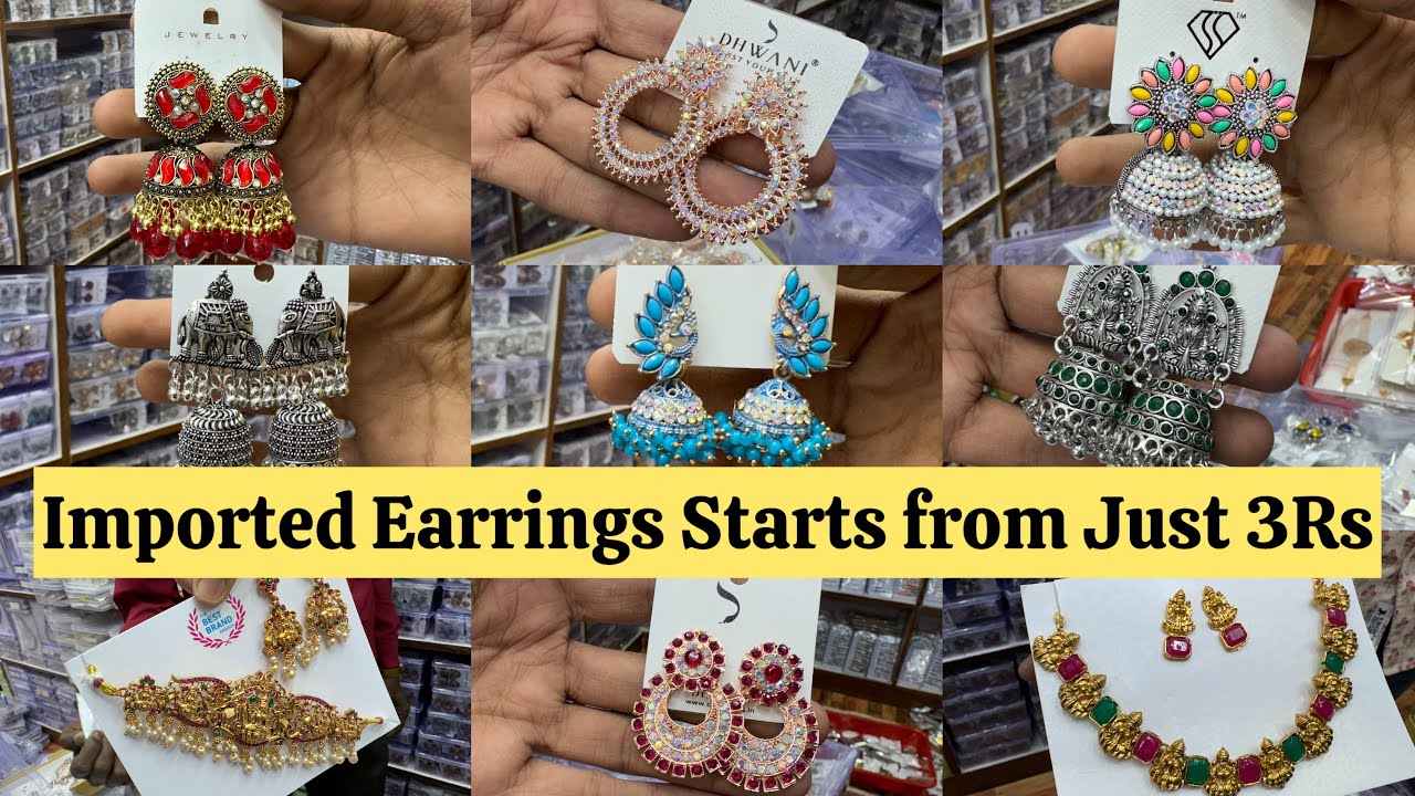 Chickpet Bangalore Wholesale Imported Earrings Jumkas Kadas Rings Nose pins Imitation Jewellery