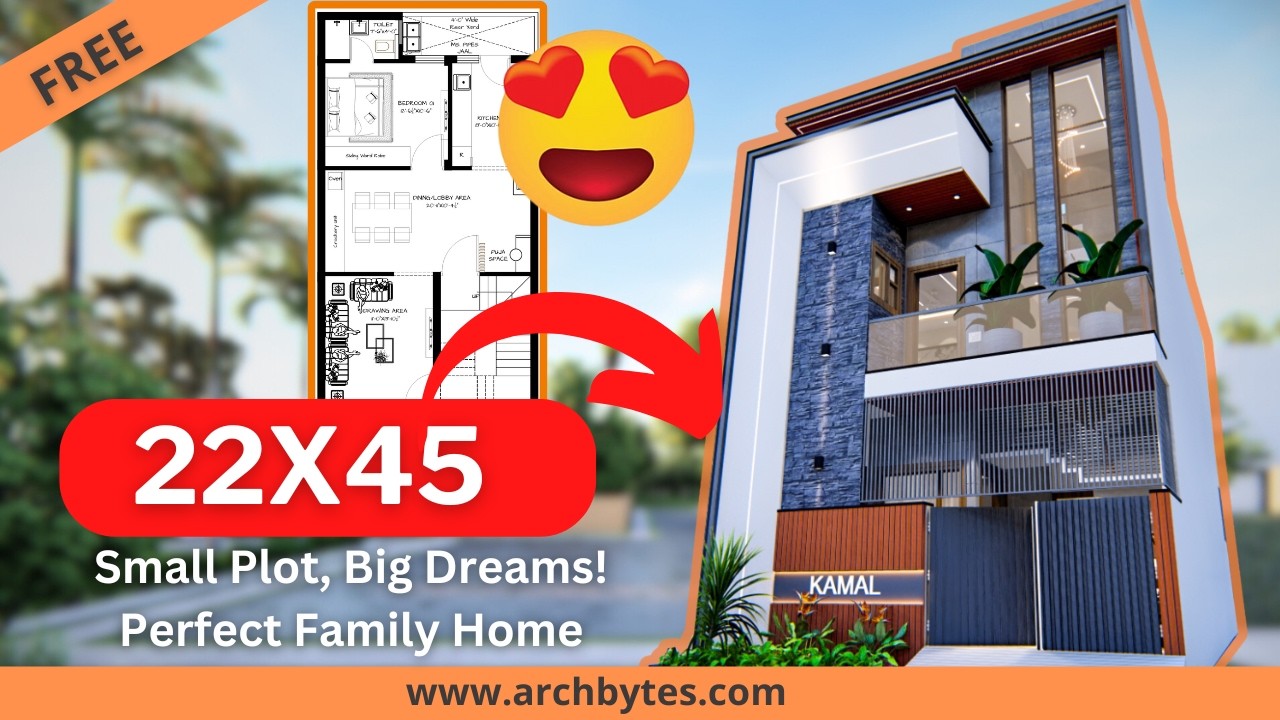 22x45 House Design | Budget Friendly 3BHK Layout | Detailed Cost Estimate Inside| 110 gaj| Archbytes