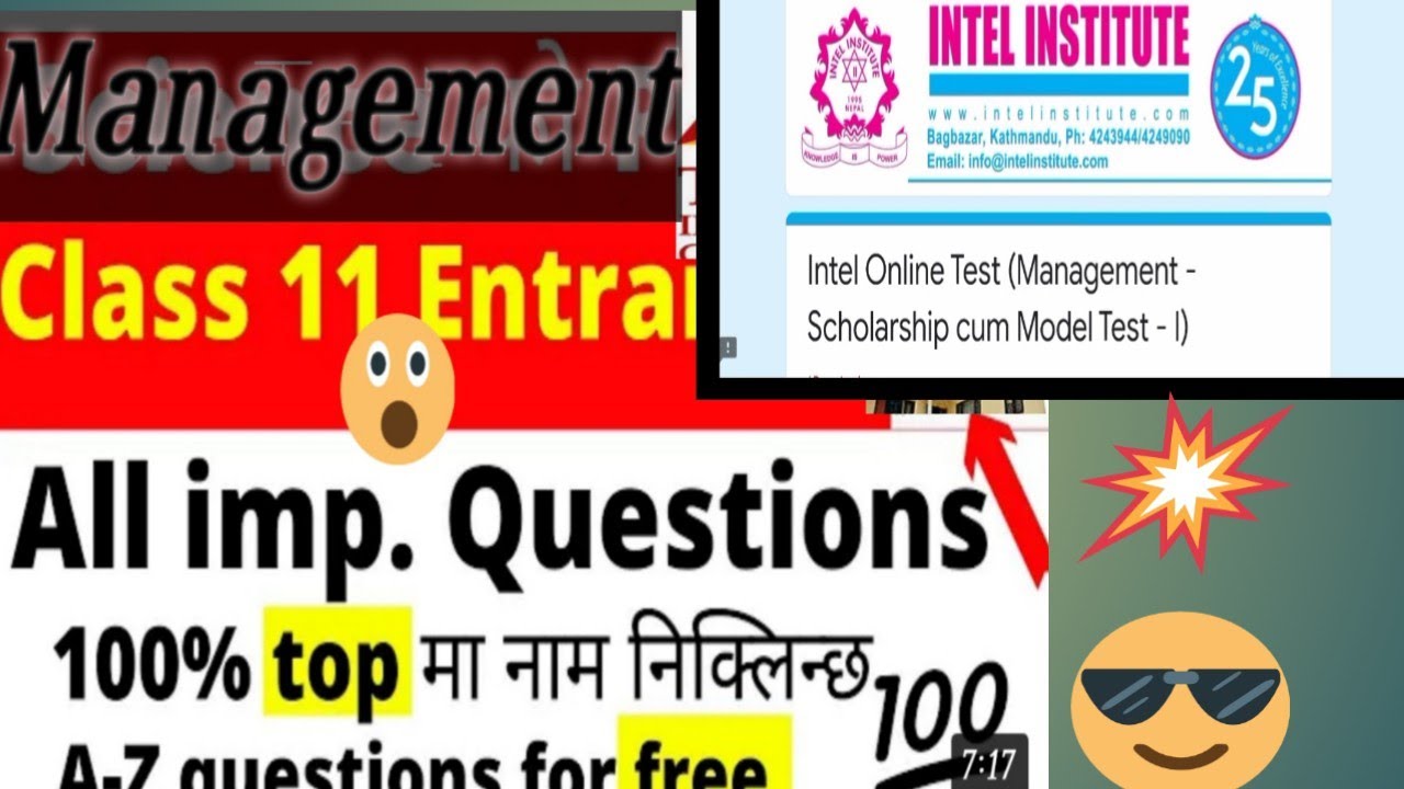 Management Entrance Model Questions Intel Institute Test / Get 100 percent scholarship