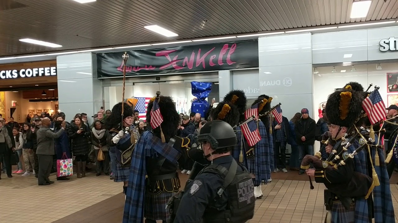 NYPD Bagpipers at Port Authority Bus Terminal.
