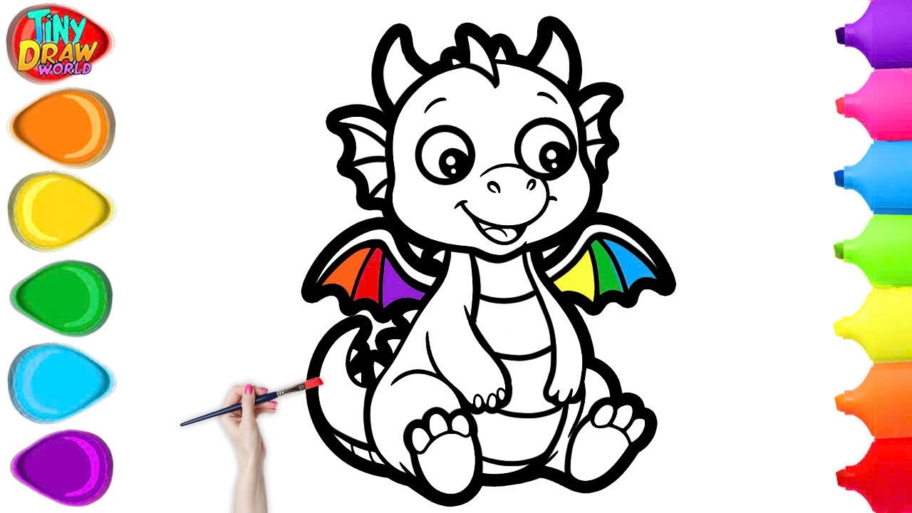 How To Draw a Cute Dragon | Easy Painting Step By Step