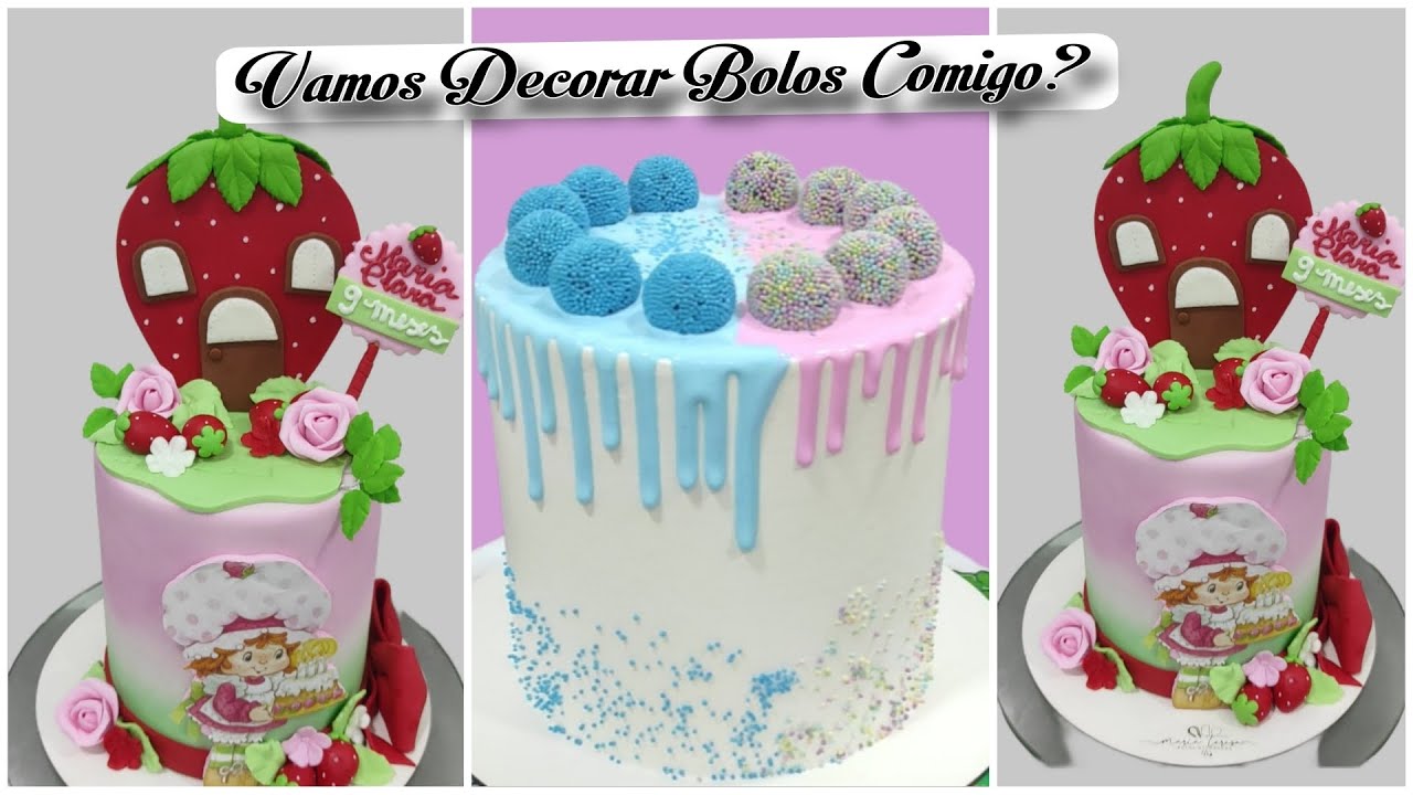Bolo da Moranguinho e Bolo Azul e Rosa